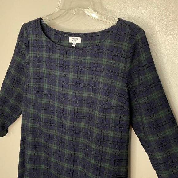 Women's Crown & Ivy Bow Back Tartan Plaid Holiday Christmas Dress Navy Small - Picture 4 of 8
